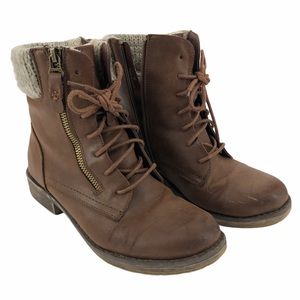 Steve Madden ankle booties brown knit top ~ 6.5